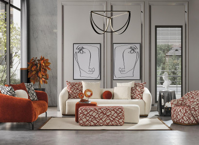 Sofa set Sofa Armchair 431 Seat Fabric Luxury Sofas Orange Living room